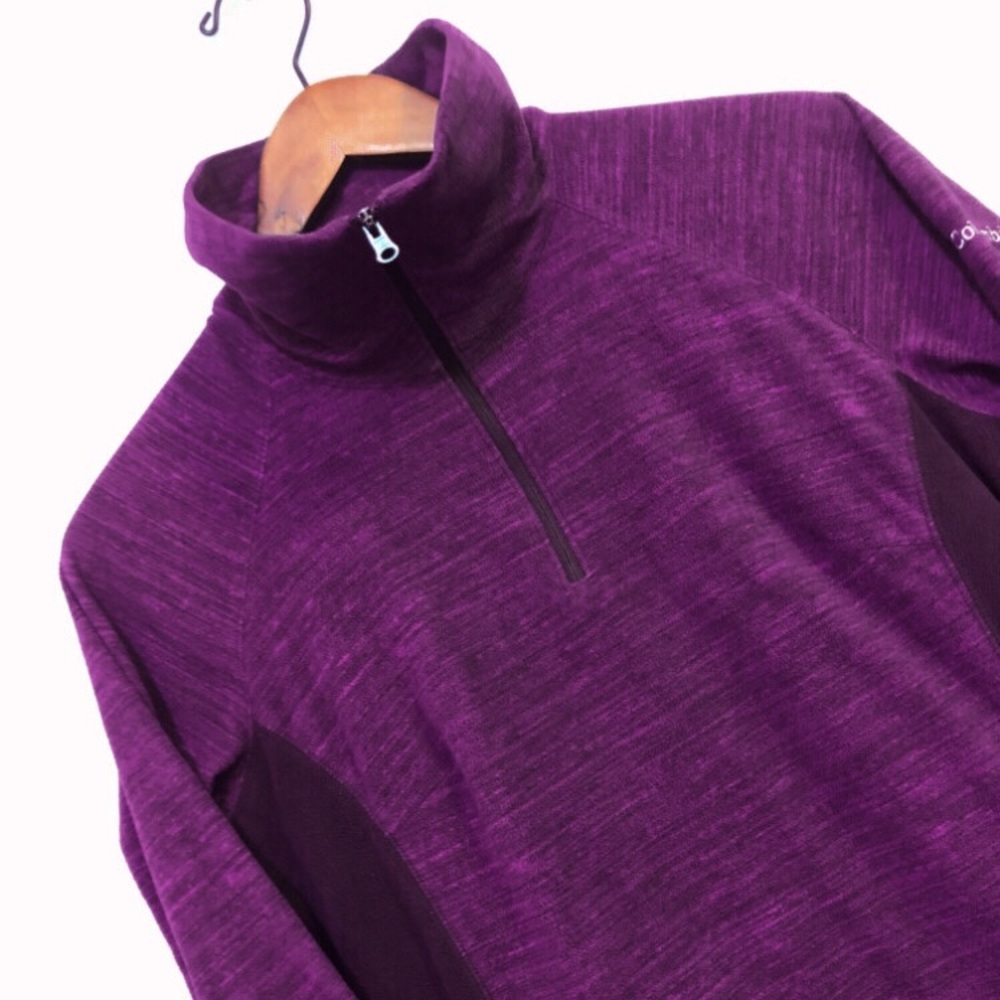 Columbia Purple Quarter Zip Pullover Fleece High-Neck Sweater